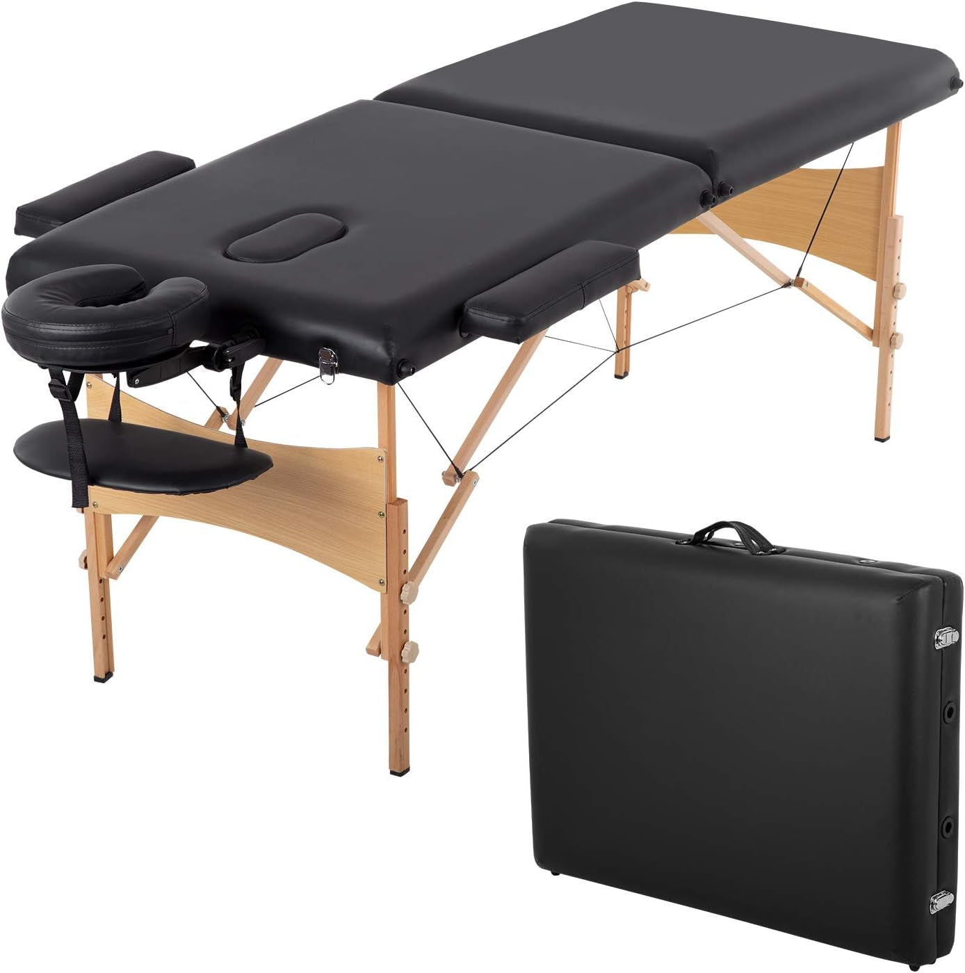 Massage Bed Portable Massage Table 24 Inch Wide Lash Bed Height Adjustable 2 Folding Spa Table with Non-Woven Bag for Spa Footmassage Facial Carespa Tattoo
