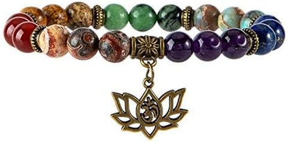 Chakra Bead Bracelets for Women - 8Mm 7 Chakra Bracelet with Real Stones Meditation Yoga Gemstone Jewelry