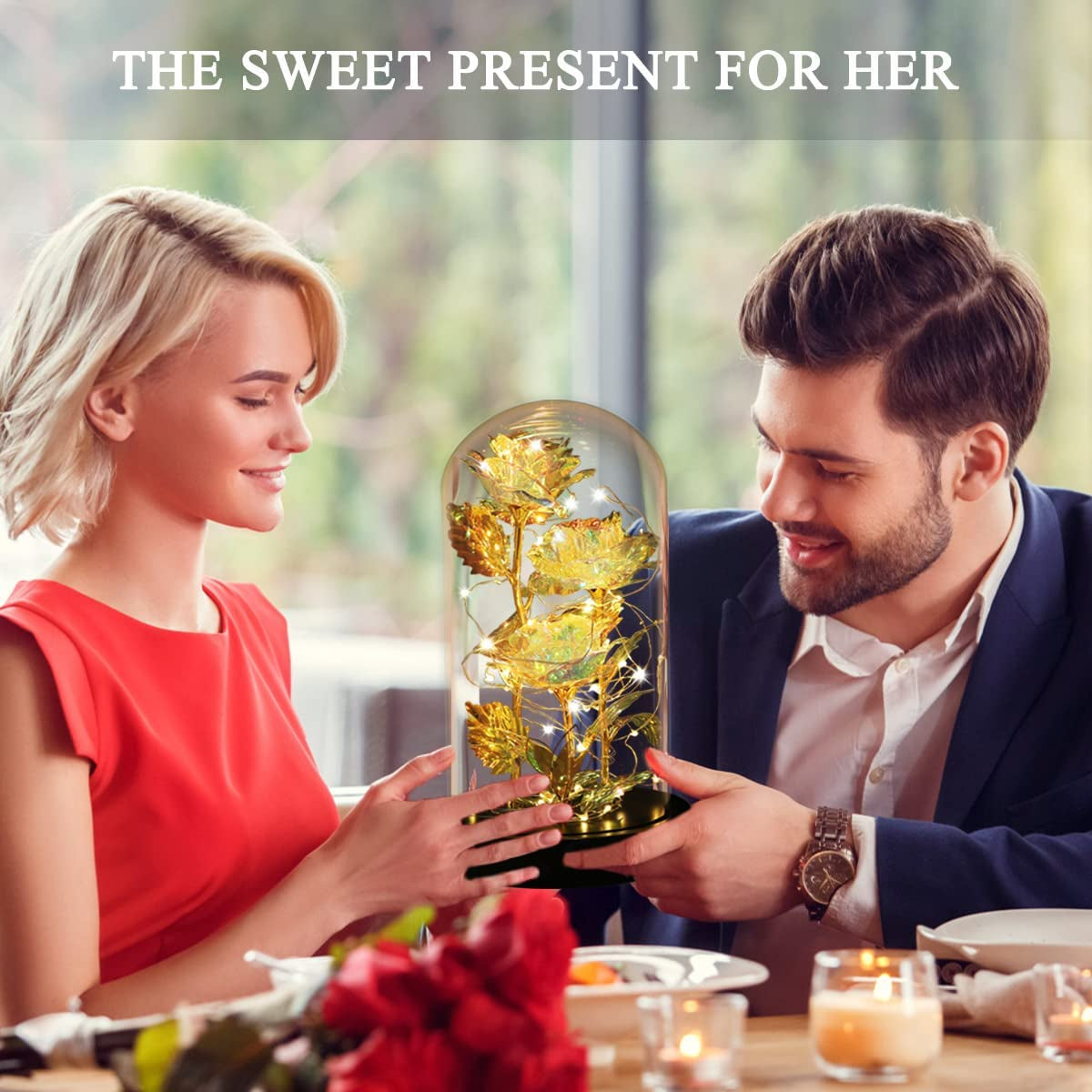 Mothers Day Forever Gifts for Mom, Colorful Flowers Rose in Glass Dome,Galaxy Flowers Rose with 2 Lighted Mode,Rainbow Rose Birthday Gifts for Women,Wife Girlfriend Daughter，Anniversary,Valentines