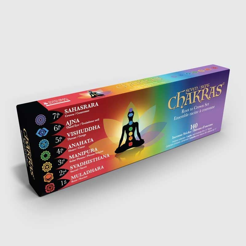 Chakras Natural Incense Sticks Essential Set. 140 Sticks, Each Lasting 1+ Hour Perfect for Meditation, Reiki, Yoga, Relaxation, & Healing! Natural Hand Dipped Incense Variety Set.