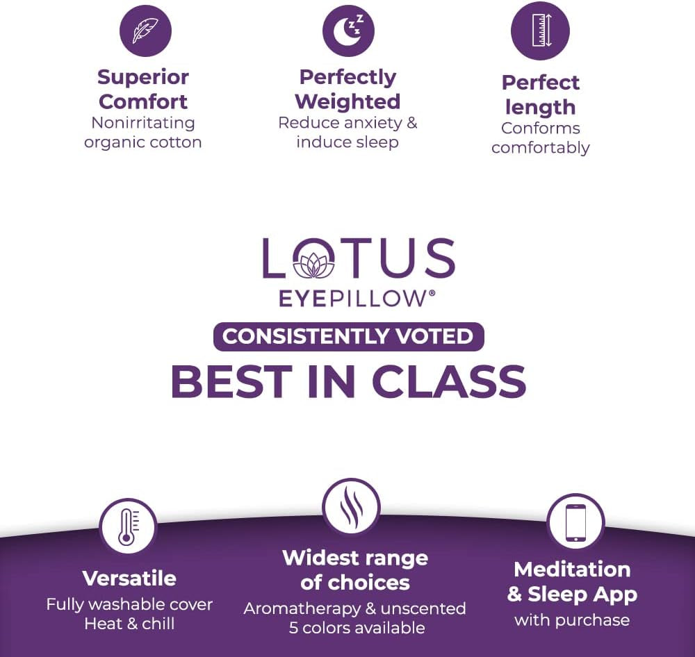 Lotus Weighted Lavender Eye Pillow – Purple Eye Mask for Sleep & Meditation – Aromatherapy Yoga Pillow with Flaxseed – Hot or Cold Compress for Headache & Eye Relief