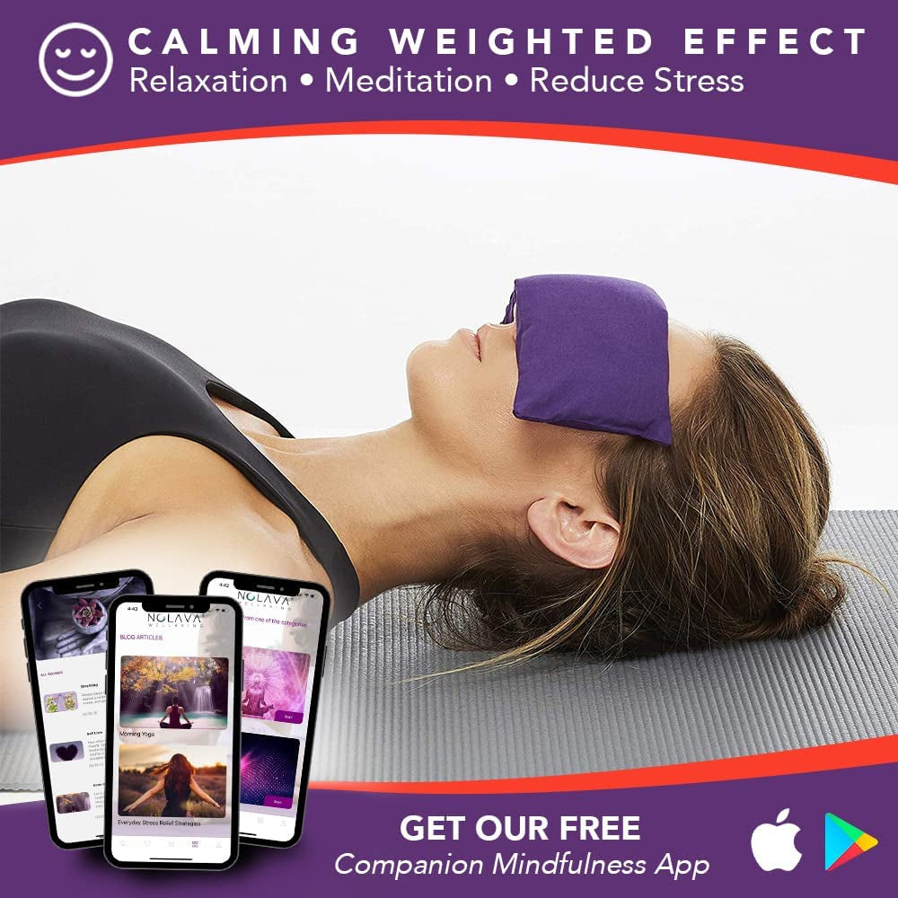 Lotus Weighted Lavender Eye Pillow – Purple Eye Mask for Sleep & Meditation – Aromatherapy Yoga Pillow with Flaxseed – Hot or Cold Compress for Headache & Eye Relief