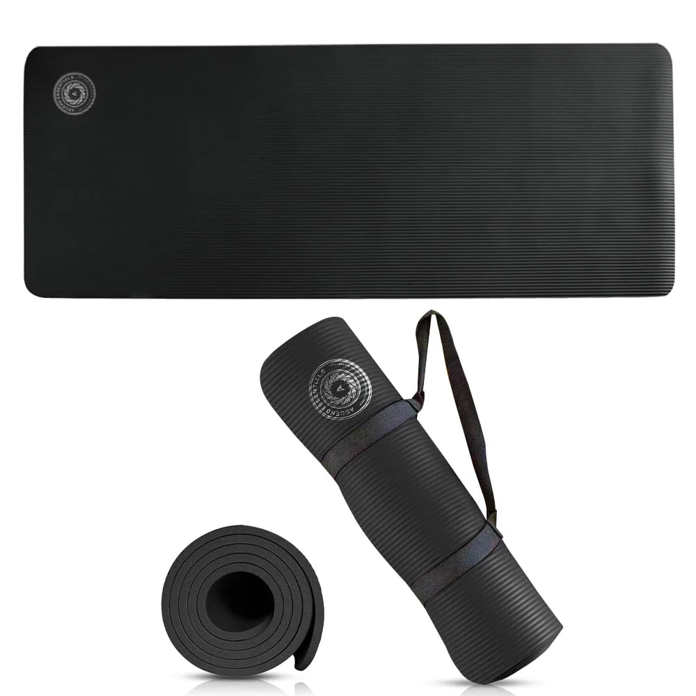 Yoga Mat 10 Mm Thickness with Carry Strap | Lightweight and Non Slip Yoga Mat for Pilates, Yoga | Free Ebook for Mat Workouts
