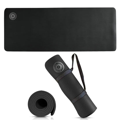 Yoga Mat 10 Mm Thickness with Carry Strap | Lightweight and Non Slip Yoga Mat for Pilates, Yoga | Free Ebook for Mat Workouts