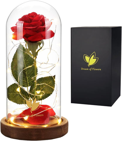 Mothers Day Forever Gifts for Mom, Colorful Flowers Rose in Glass Dome,Galaxy Flowers Rose with 2 Lighted Mode,Rainbow Rose Birthday Gifts for Women,Wife Girlfriend Daughter，Anniversary,Valentines