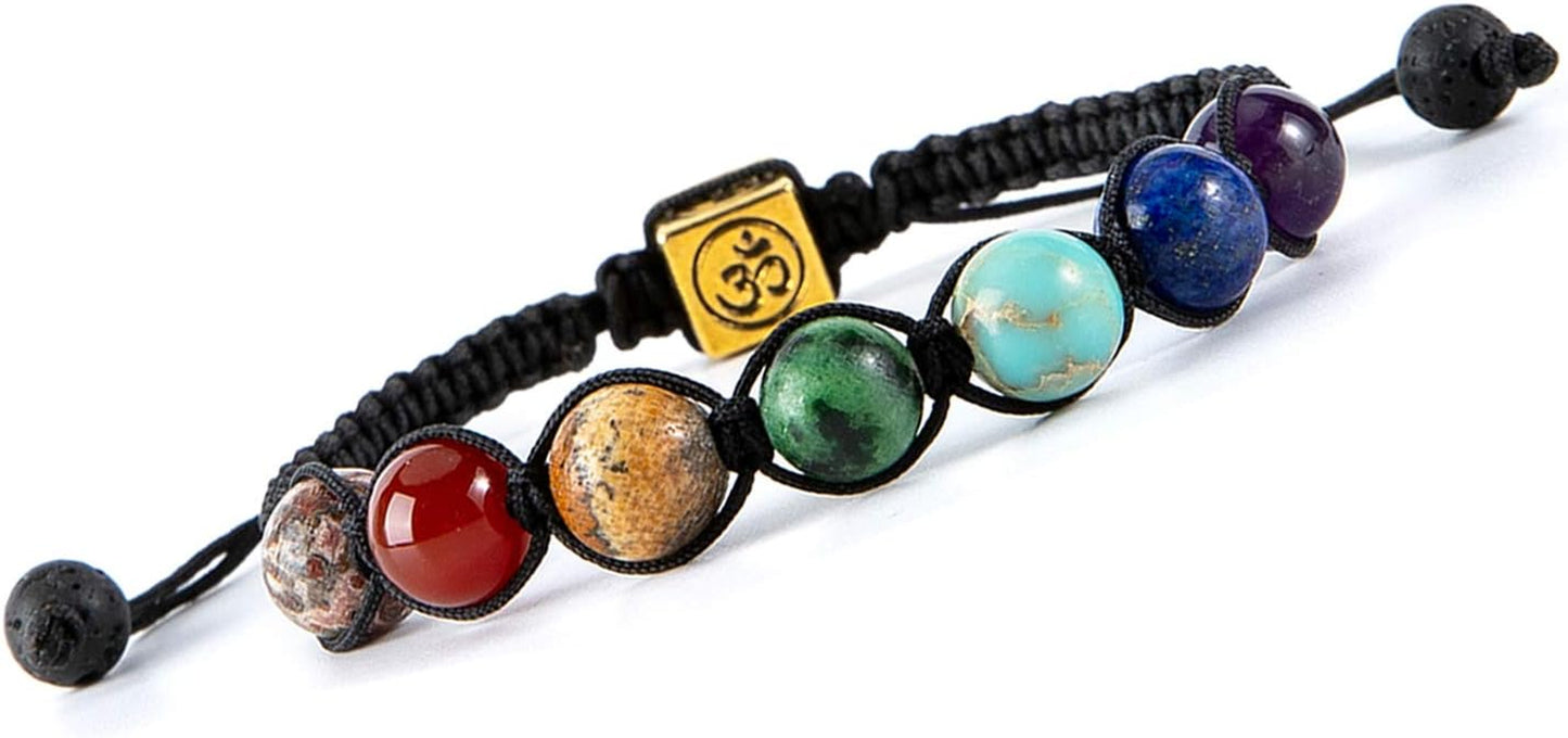 Chakra Bead Bracelets for Women - 8Mm 7 Chakra Bracelet with Real Stones Meditation Yoga Gemstone Jewelry