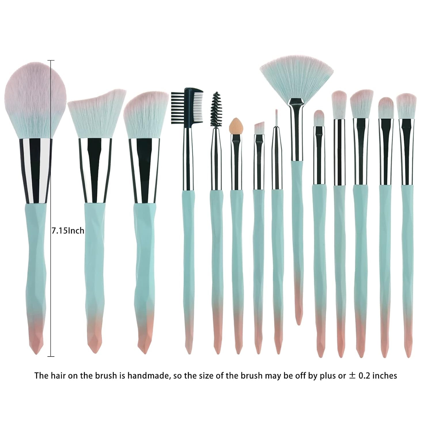 30Pcs Pink Blue Gradient Makeup Brush with Makeup Sponges Makeup Tools Set Makeup Brush Set Natural Synthetic Eye Shadow Foundation Make-Up Facial Mixed Powder Blusher Concealer Eye Makeup Brush Set