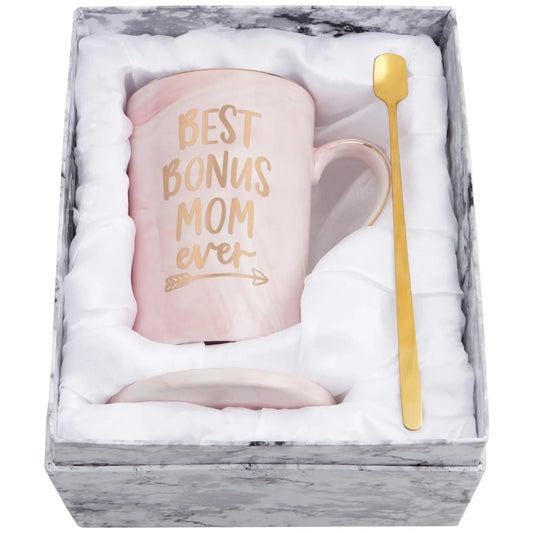Gifts for Mom -  Best Bonus Mom Ever Coffee Mug, Mother'S Day Gifts, Christmas Gifts, Birthday Gifts, 14 Fl Oz Pink Coffee Mugs Ceramic Coffee Mug Tea Cup