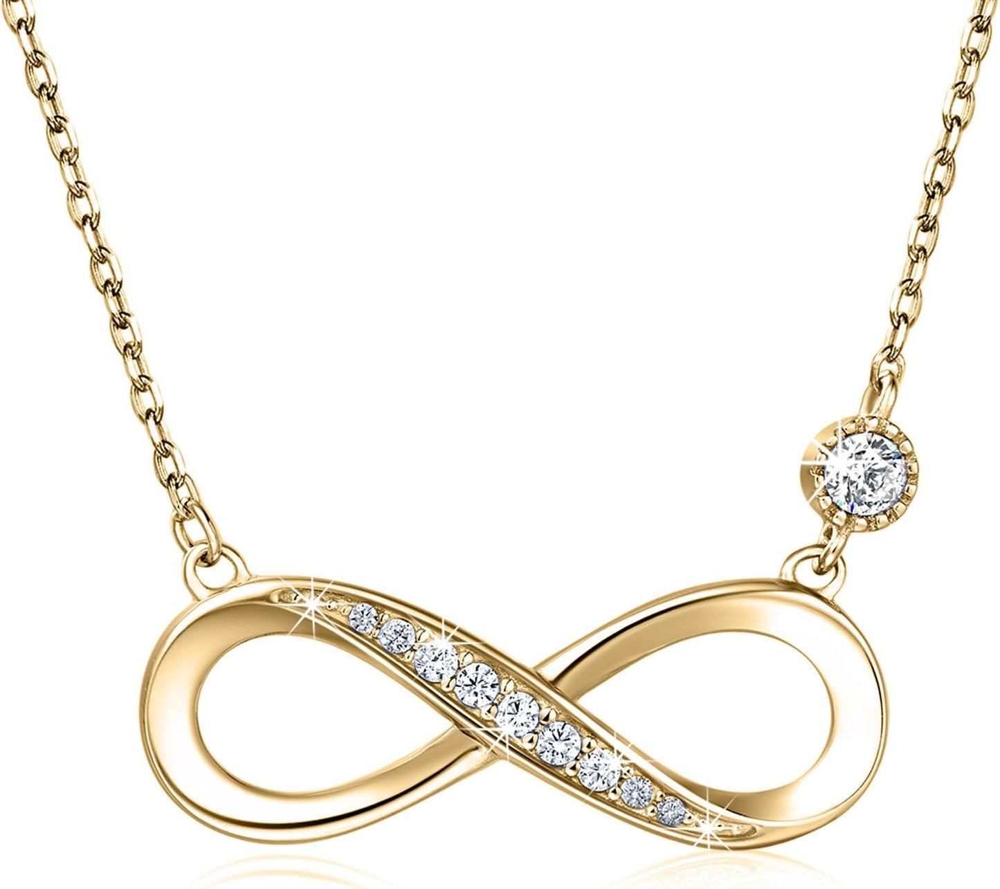 Infinity Necklaces 925 Sterling Silver Necklace Love Pendant White Gold Plated Women Necklace Gifts for for Women