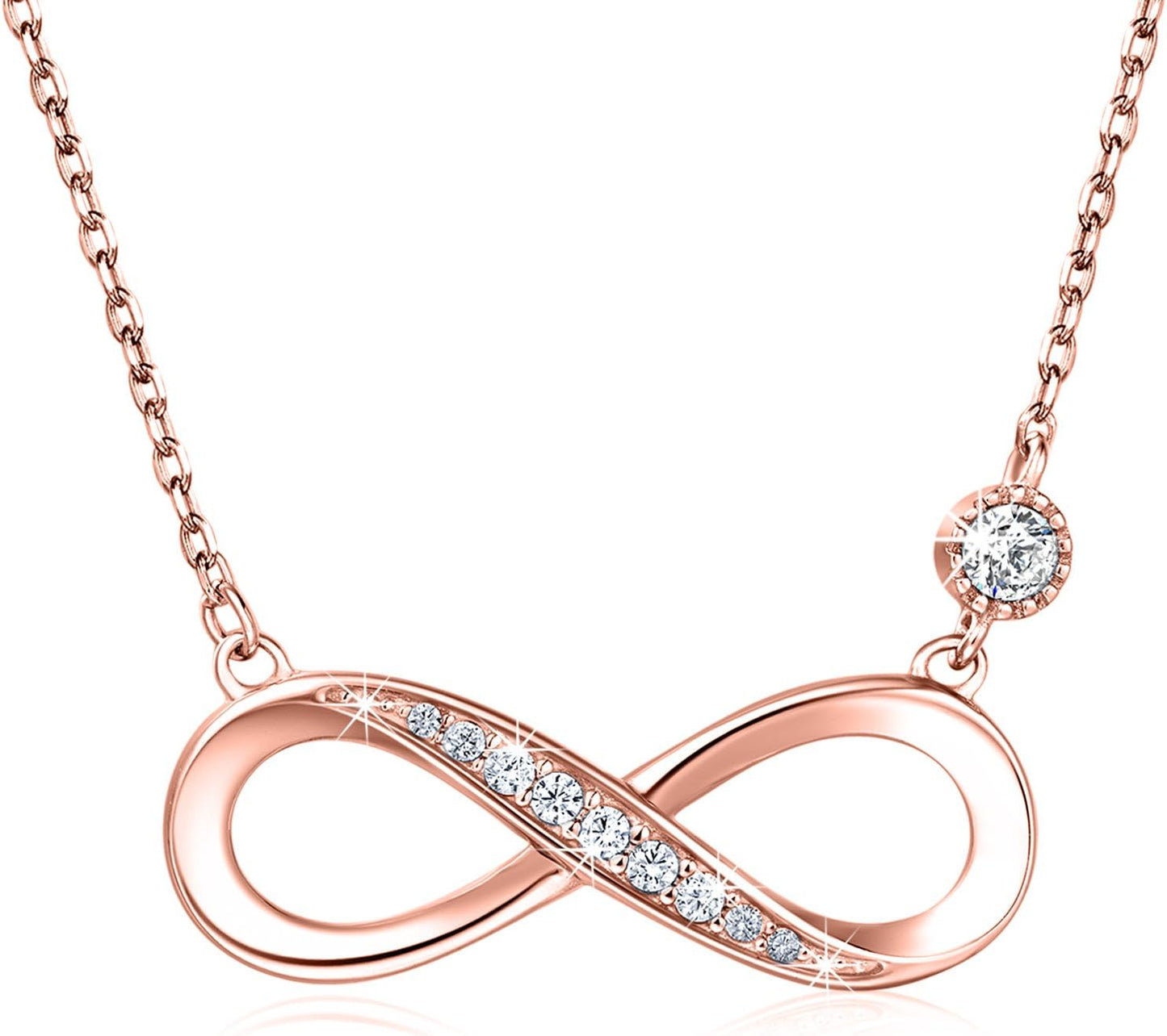 Infinity Necklaces 925 Sterling Silver Necklace Love Pendant White Gold Plated Women Necklace Gifts for for Women