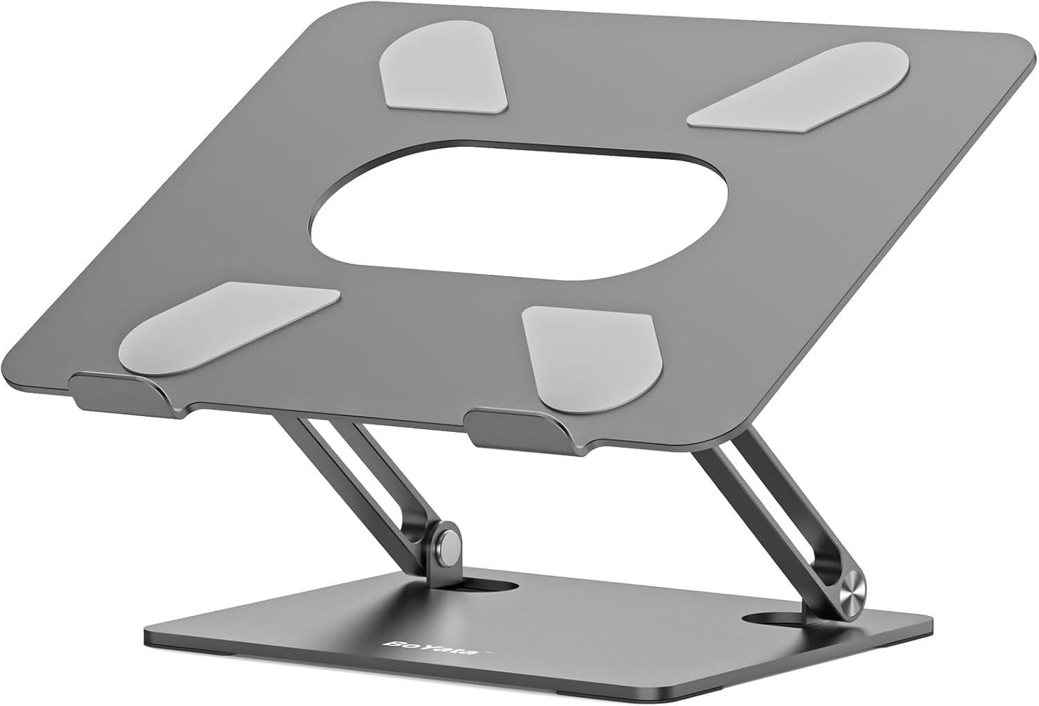 Laptop Stand, Adjustable Multi-Angle Laptop Holder, Compatible for Laptops up to 17 Inches, Sturdy Aluminum & Silicone, Silver