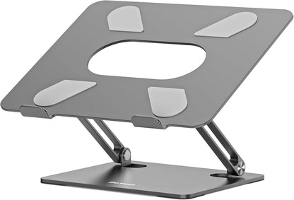 Laptop Stand, Adjustable Multi-Angle Laptop Holder, Compatible for Laptops up to 17 Inches, Sturdy Aluminum & Silicone, Silver