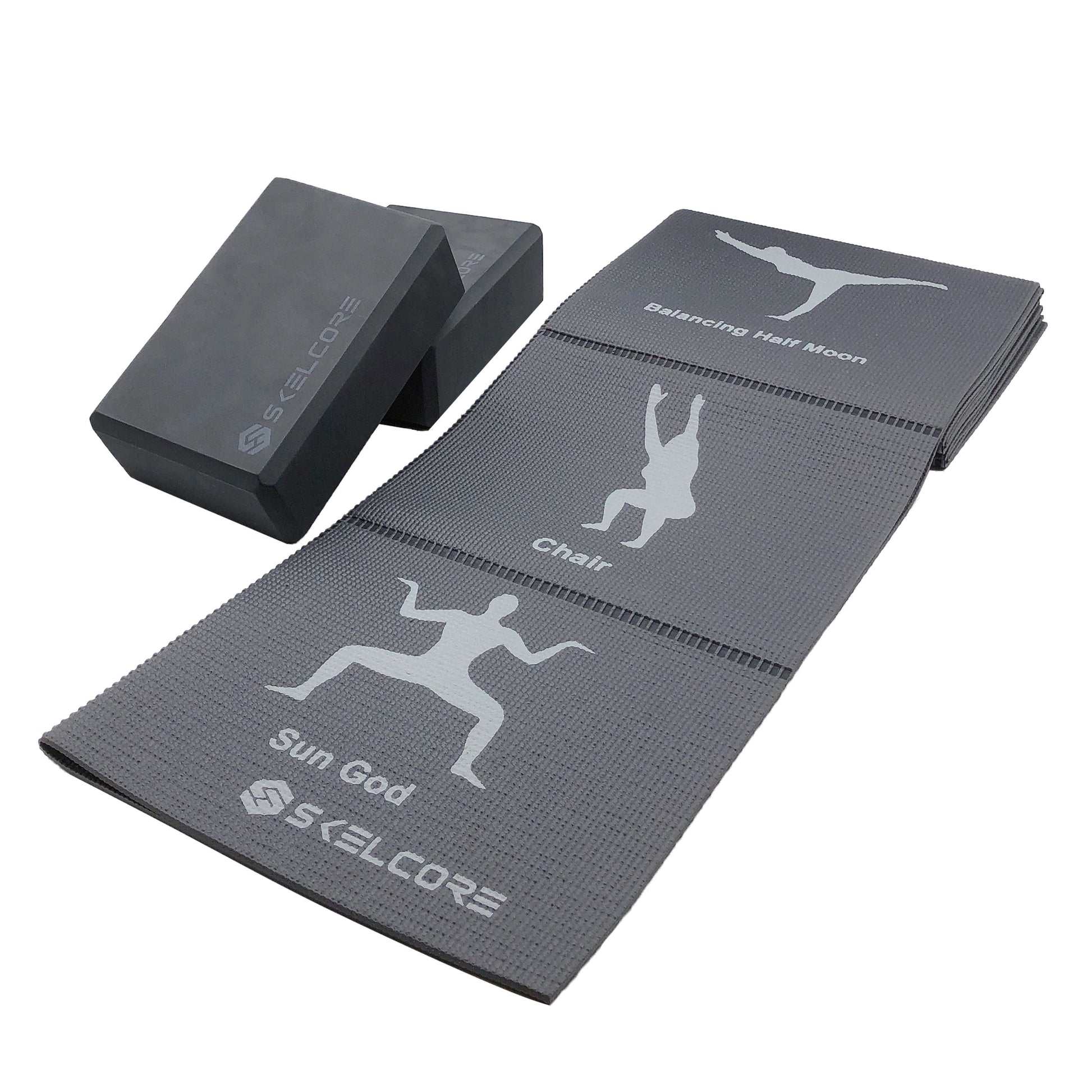 Yoga Starter Kit, Yoga Blocks and Folding Self-Guided 0.3Cm Thick Yoga Mat, PVC