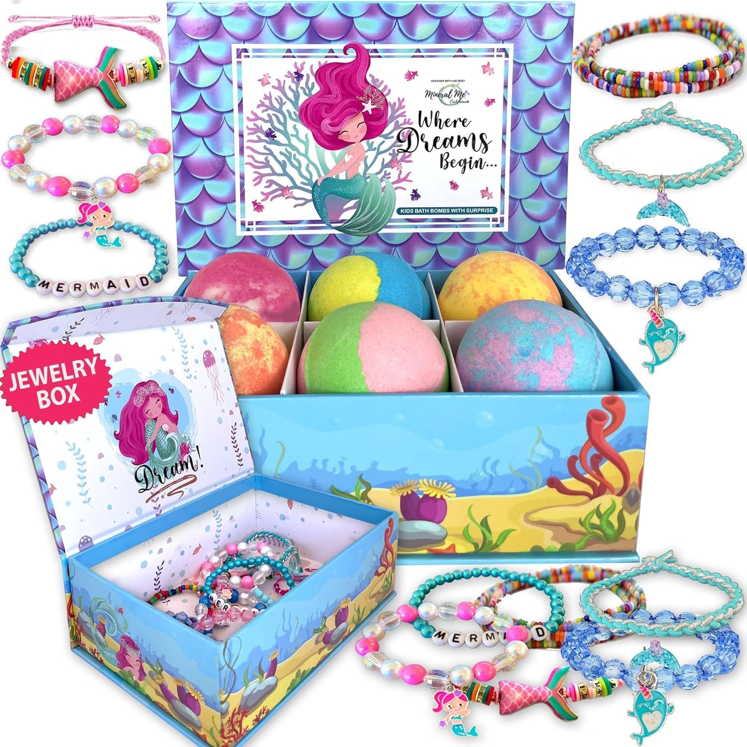 Bath Bombs for Kids with Surprise Inside, Unicorn Bath Bombs for Girls with Jewelry & Jewelry Box for Kids - Organic, Skin Moisturizing, Natural Bubble Bath, Birthday Gifts for Girls