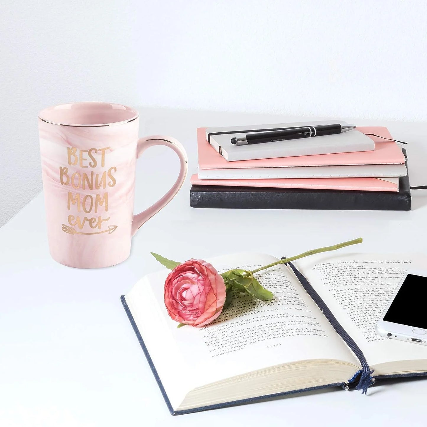 Gifts for Mom -  Best Bonus Mom Ever Coffee Mug, Mother'S Day Gifts, Christmas Gifts, Birthday Gifts, 14 Fl Oz Pink Coffee Mugs Ceramic Coffee Mug Tea Cup