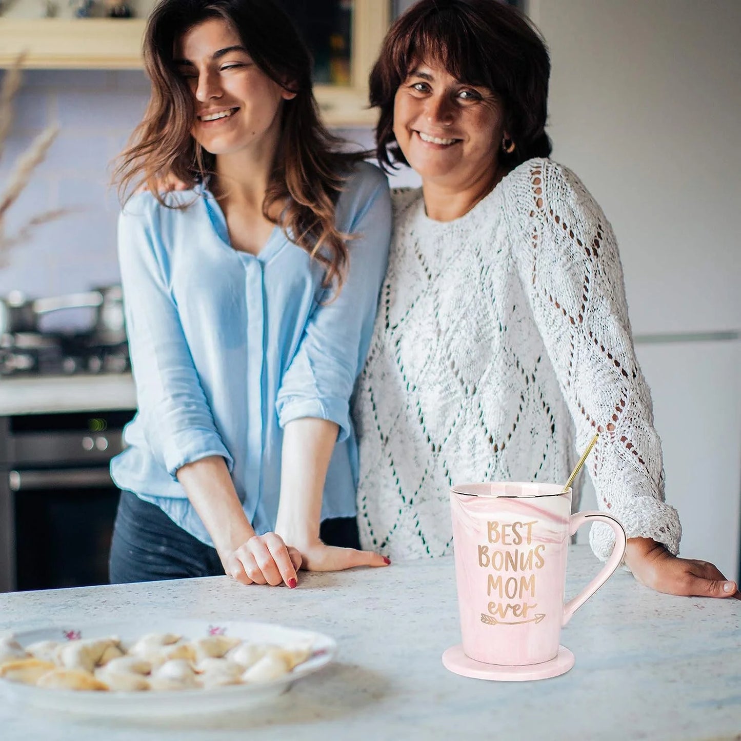 Gifts for Mom -  Best Bonus Mom Ever Coffee Mug, Mother'S Day Gifts, Christmas Gifts, Birthday Gifts, 14 Fl Oz Pink Coffee Mugs Ceramic Coffee Mug Tea Cup