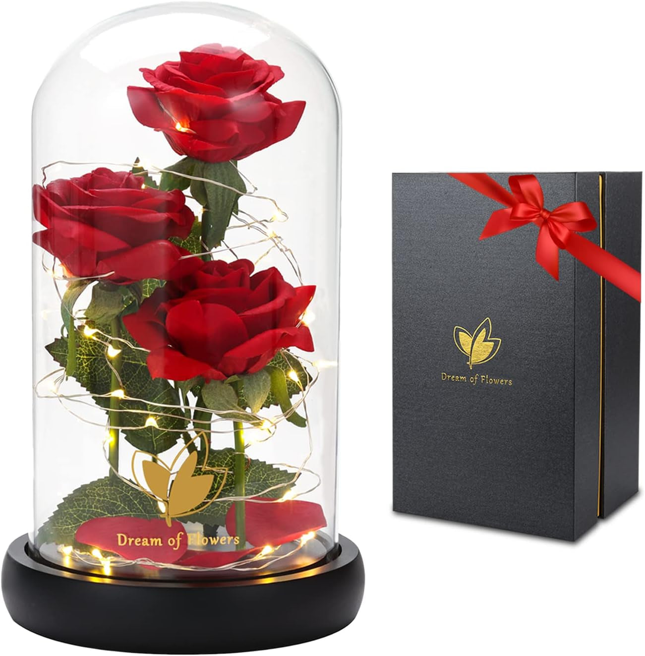 Mothers Day Forever Gifts for Mom, Colorful Flowers Rose in Glass Dome,Galaxy Flowers Rose with 2 Lighted Mode,Rainbow Rose Birthday Gifts for Women,Wife Girlfriend Daughter，Anniversary,Valentines