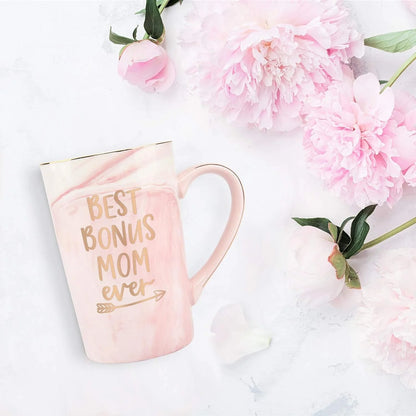 Gifts for Mom -  Best Bonus Mom Ever Coffee Mug, Mother'S Day Gifts, Christmas Gifts, Birthday Gifts, 14 Fl Oz Pink Coffee Mugs Ceramic Coffee Mug Tea Cup