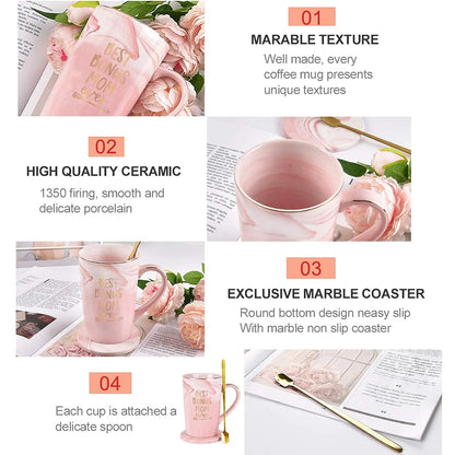 Gifts for Mom -  Best Bonus Mom Ever Coffee Mug, Mother'S Day Gifts, Christmas Gifts, Birthday Gifts, 14 Fl Oz Pink Coffee Mugs Ceramic Coffee Mug Tea Cup