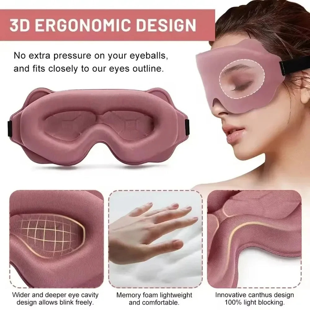 3D Sleep Mask Sleep Aid Blindfold Block Out Light Travel Portable Soft Memory Foam Face Mask Eyeshade Night Comfort Sleep Patch