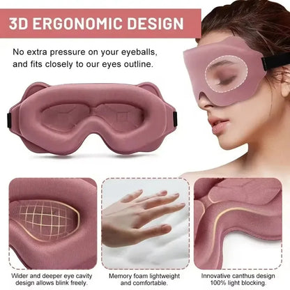 3D Sleep Mask Sleep Aid Blindfold Block Out Light Travel Portable Soft Memory Foam Face Mask Eyeshade Night Comfort Sleep Patch